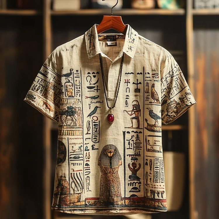 Egyptian Pharaoh Loose Linen Short-sleeved Shirt