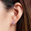 Purple Flower Hoop Earrings 925 Sterling Silver 