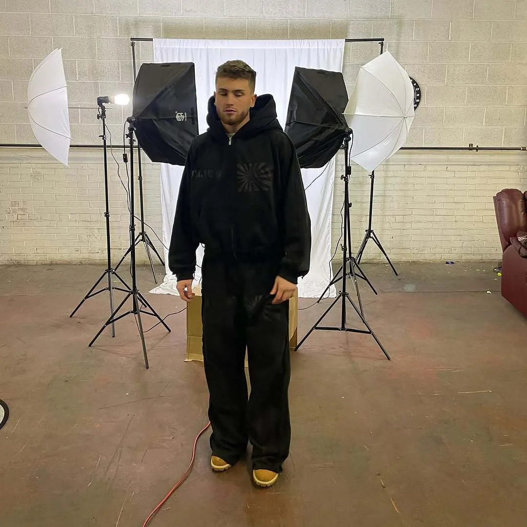 Athvotar Athvotar Two-Piece Hooded Zippered Sweater Street Style Personality Loose Straight Trousers