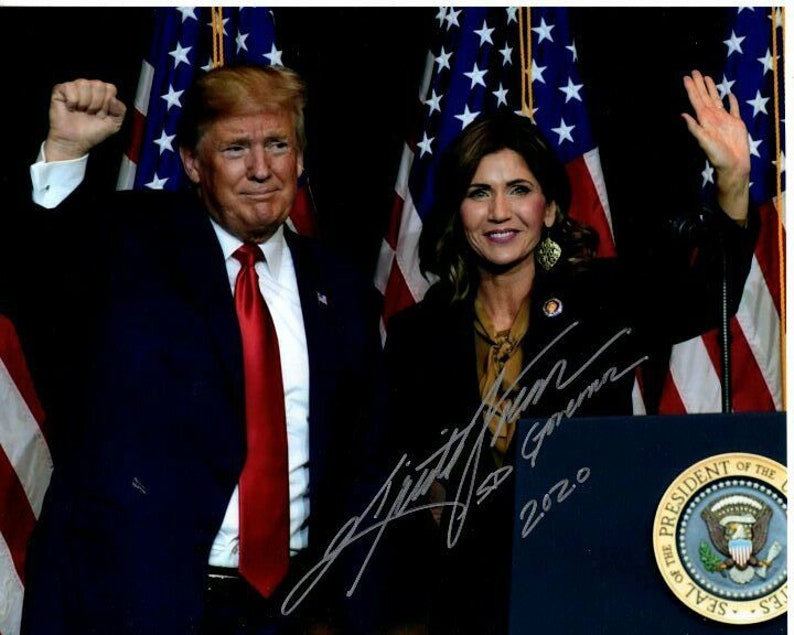 Kristi noem signed autographed w donald trump south dakota governor Photo Poster painting