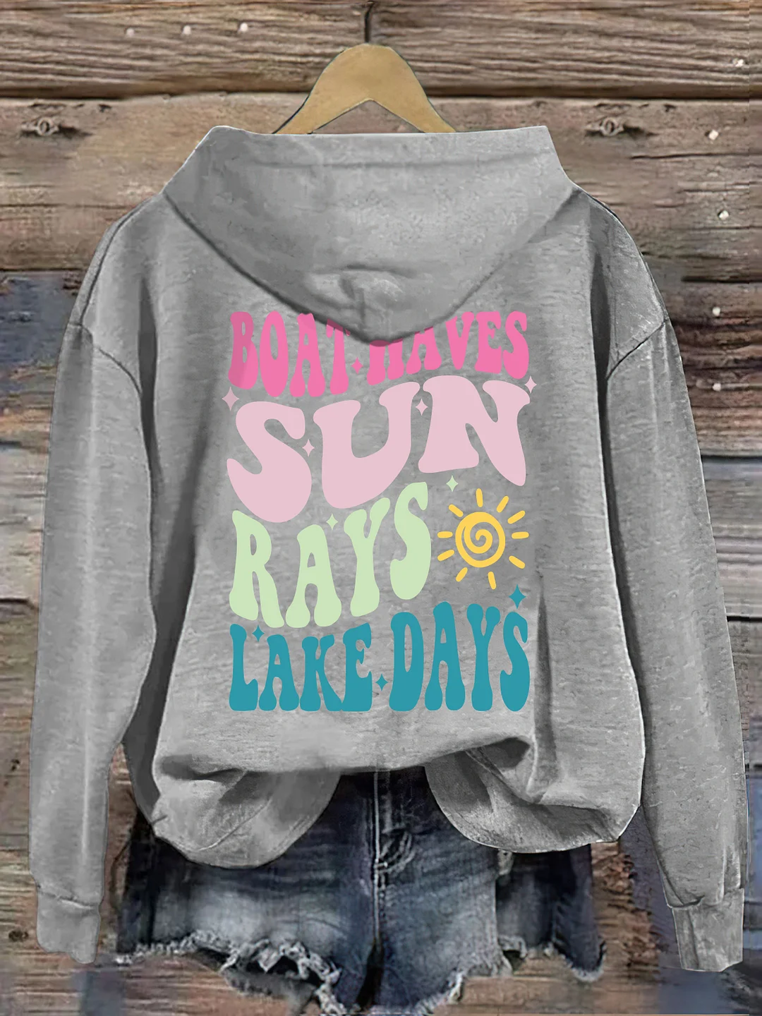 Boat Waves Sun Rays Lake Days Hoodie