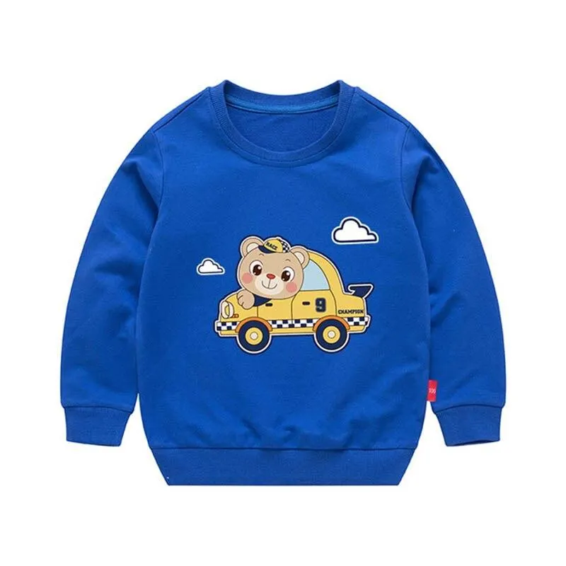 Girls Cute Bear Pattern Active Jacket Tops For Baby Boys Children Clothing Spring Autumn New Casual Sweaters Solid Pullovers