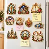 10PCS DIY Pearl Diamond Painting Christmas Fridge Magnets, Sparkling Rhinestone Refrigerator Magnet Craft Kit for Home Decor & Gifts