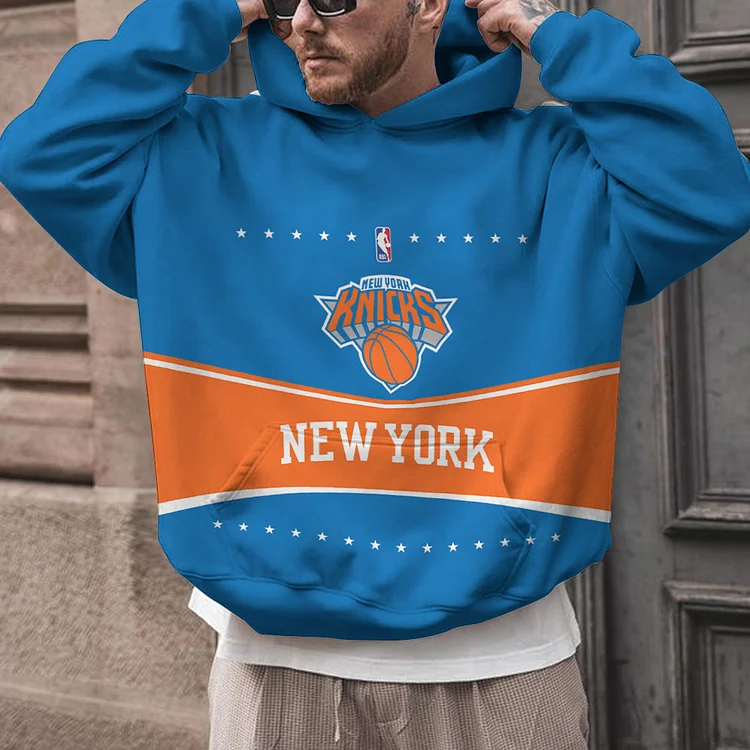 New York Knicks  Printed Hooded Pocket Pullover Hoodie