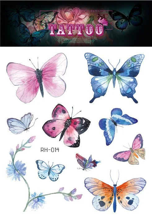 24 Kinds 3D Butterfly Tattoo Flowers Watercolor Temporary Body Art Sticker Disposable Make Up Concealer tatouage temporaire