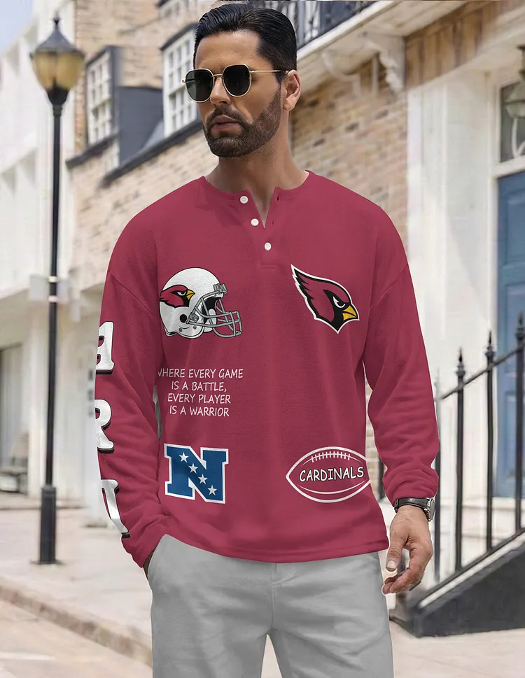 Arizona Cardinals  Long Sleeve Henley Shirts & Pants set