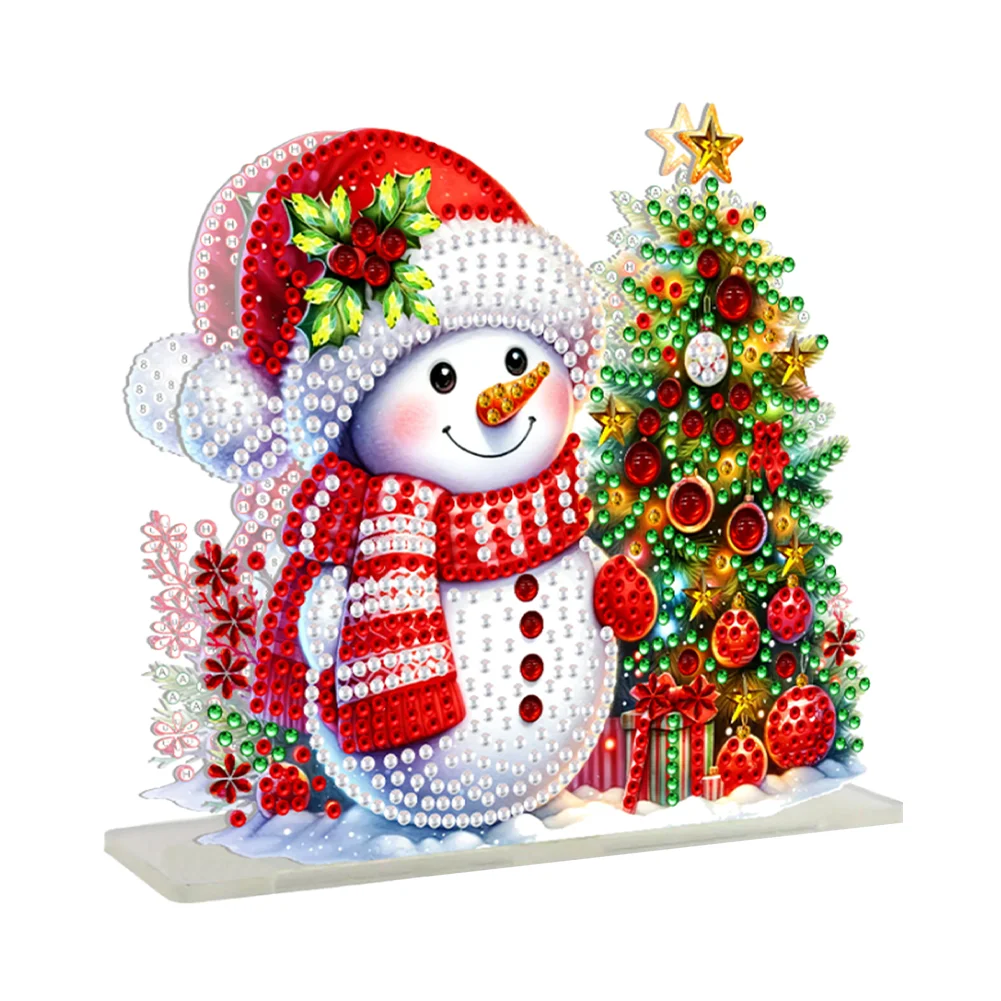 DIY Christmas Snowman Acrylic Double Sided Diamond Painting Paper Towel Holder