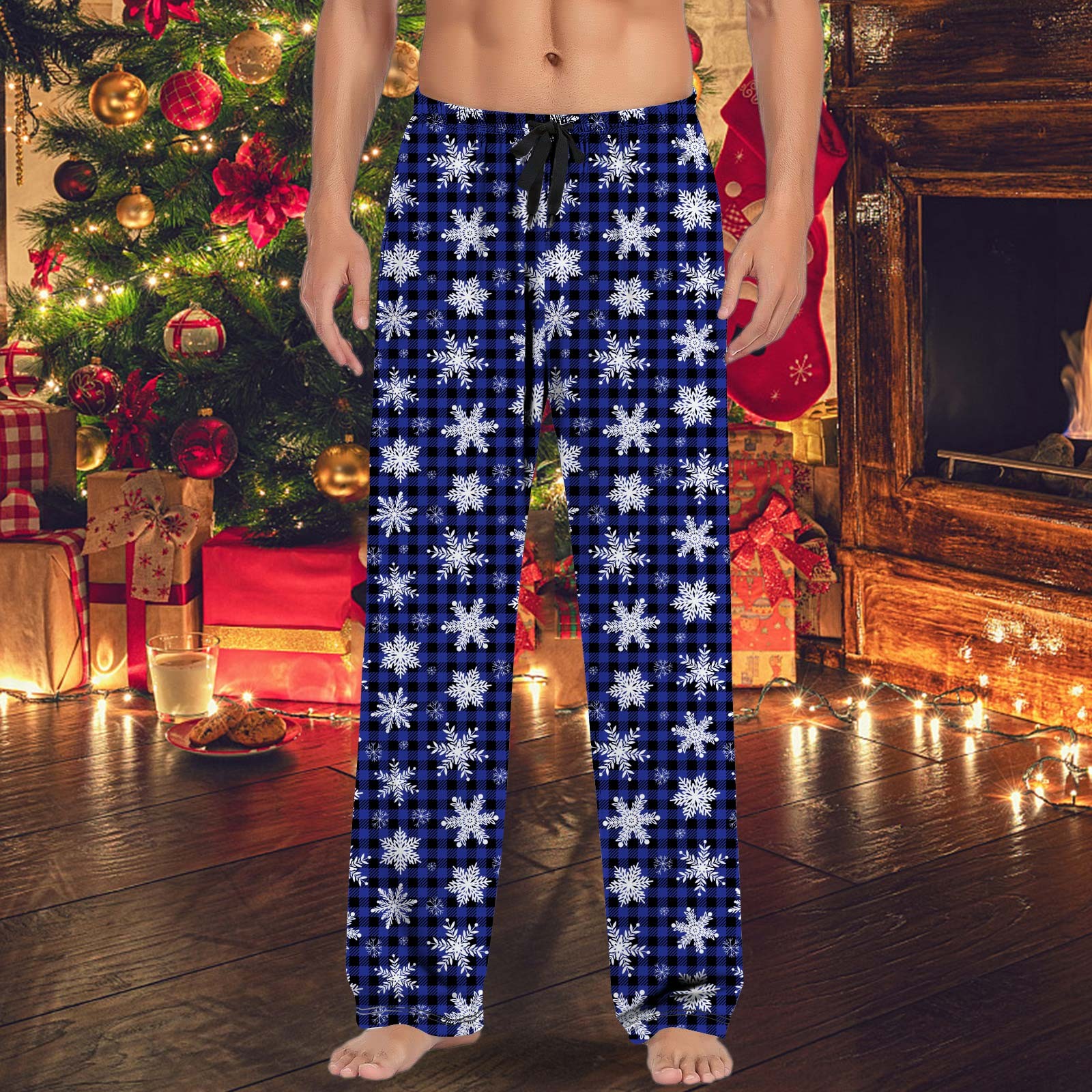 Locodeamos Big Christmas Mens Casual Pajama Pants With Drawstring And Pockets Adjustable Adult Trousers Comfort спортивные штаны мужские