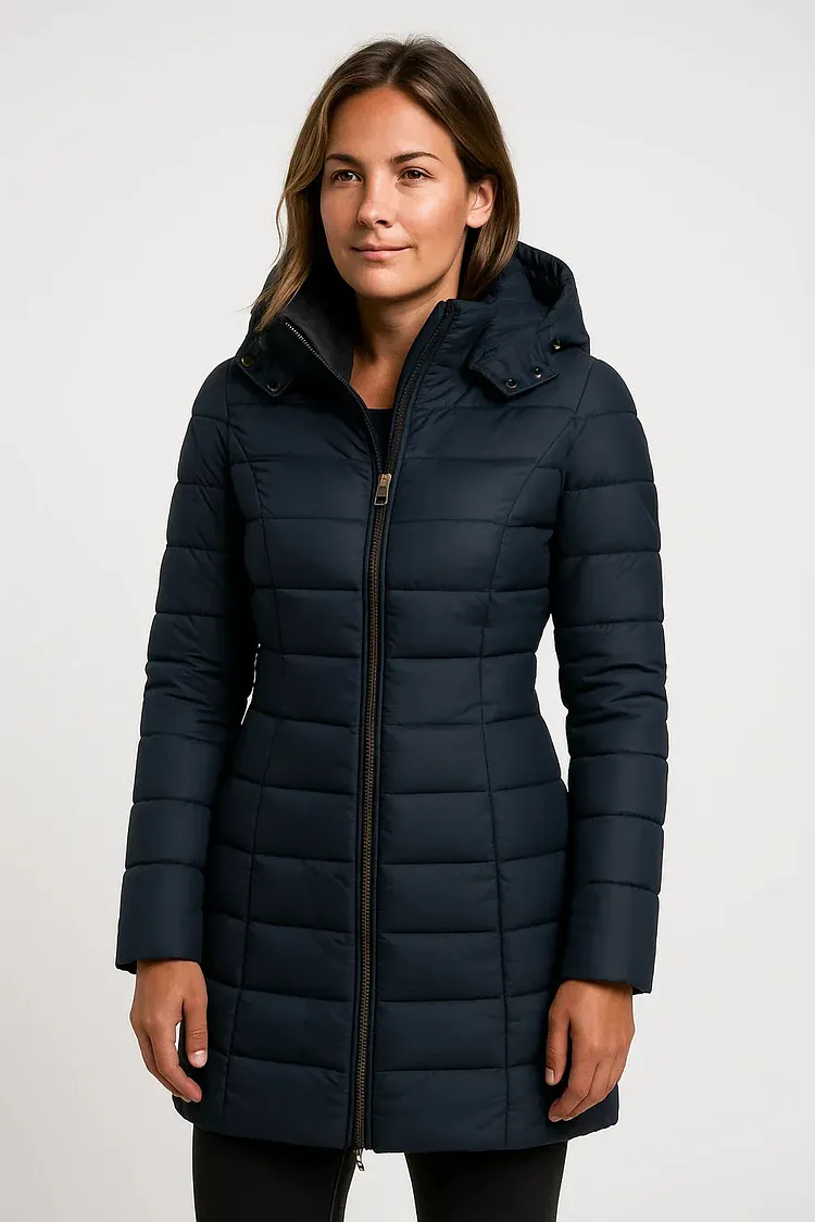 Women&acirc;s Quilted Puffer Hooded Coat &acirc; Mid-Length Style