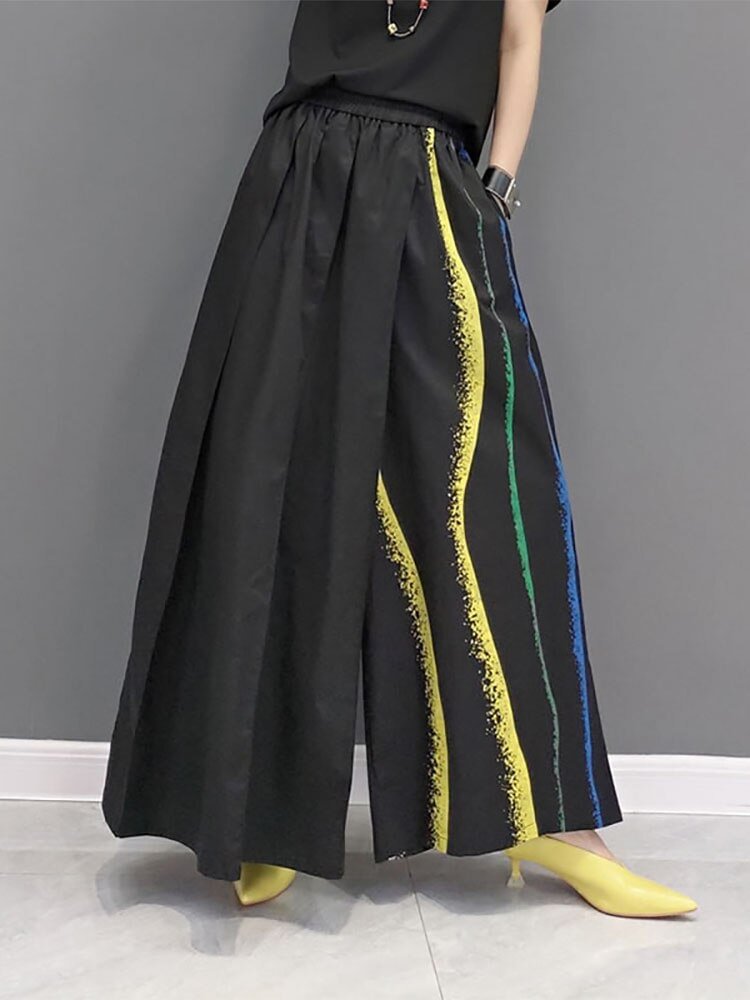 Fashion Asymmetrical Patchwork Wide Leg Pants