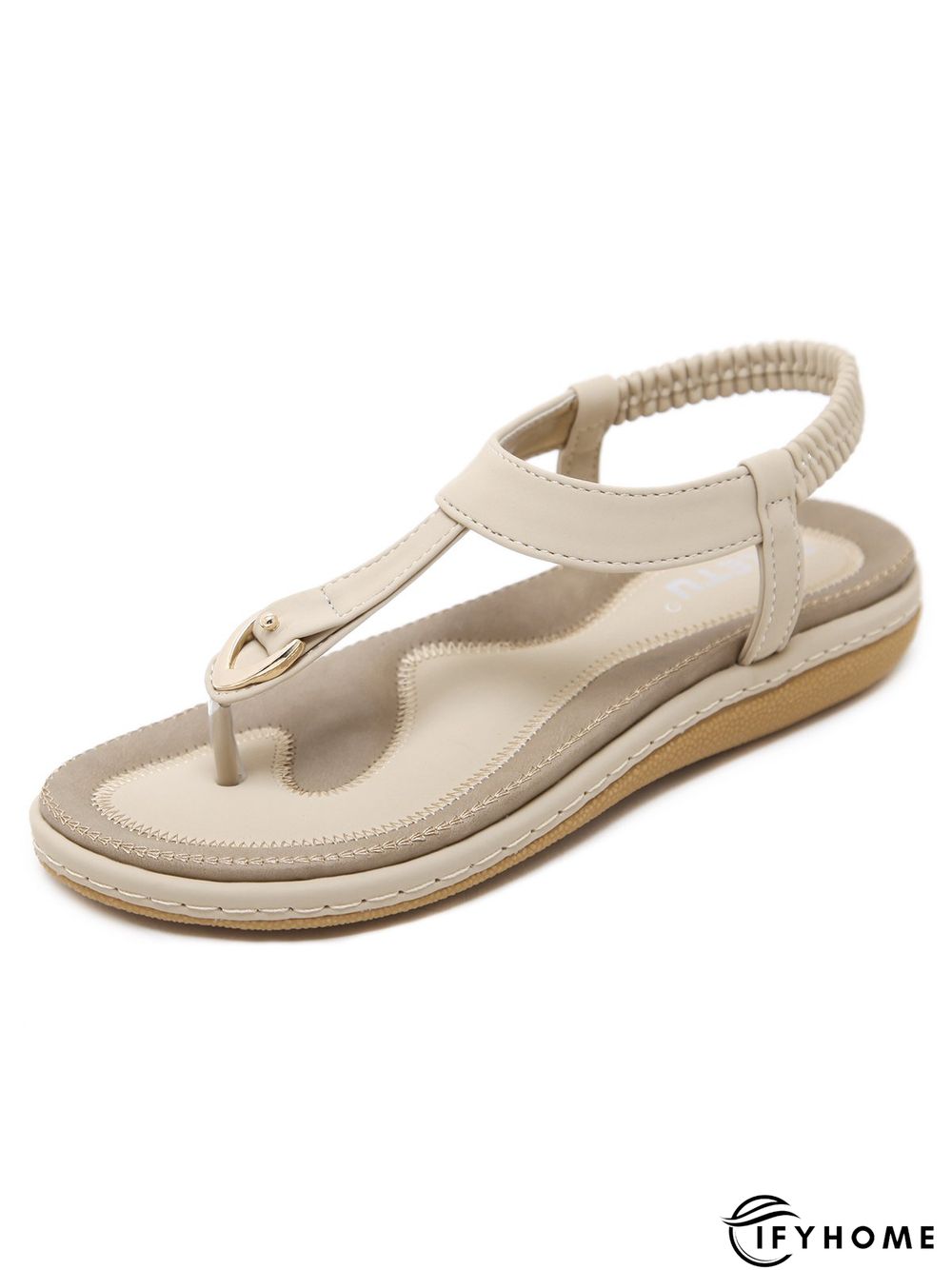 Women's Beach Metal Buckle Trim Flip-On Sandals | IFYHOME