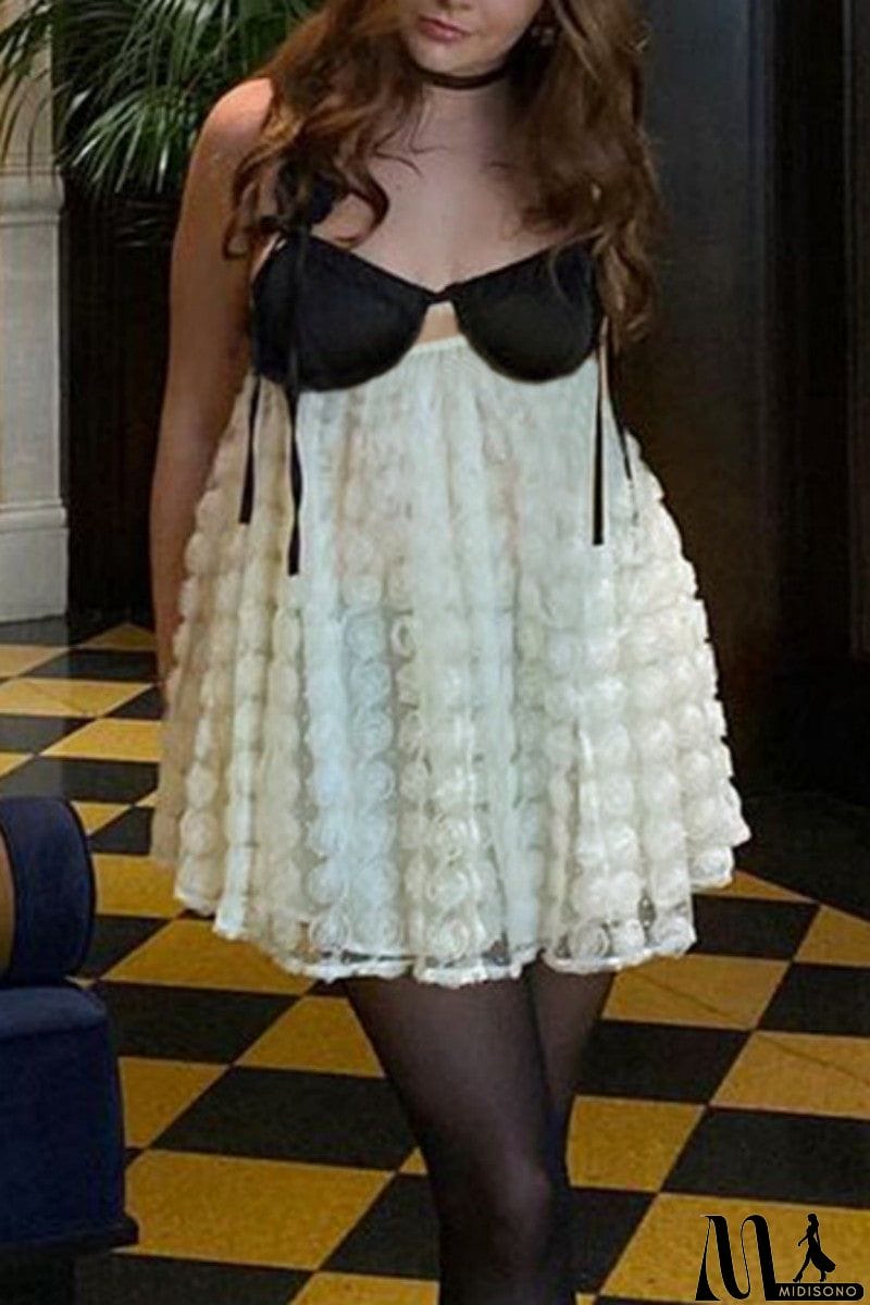 MidiSono - Sexy Patchwork Backless Spaghetti Strap Sleeveless Dress Dresses