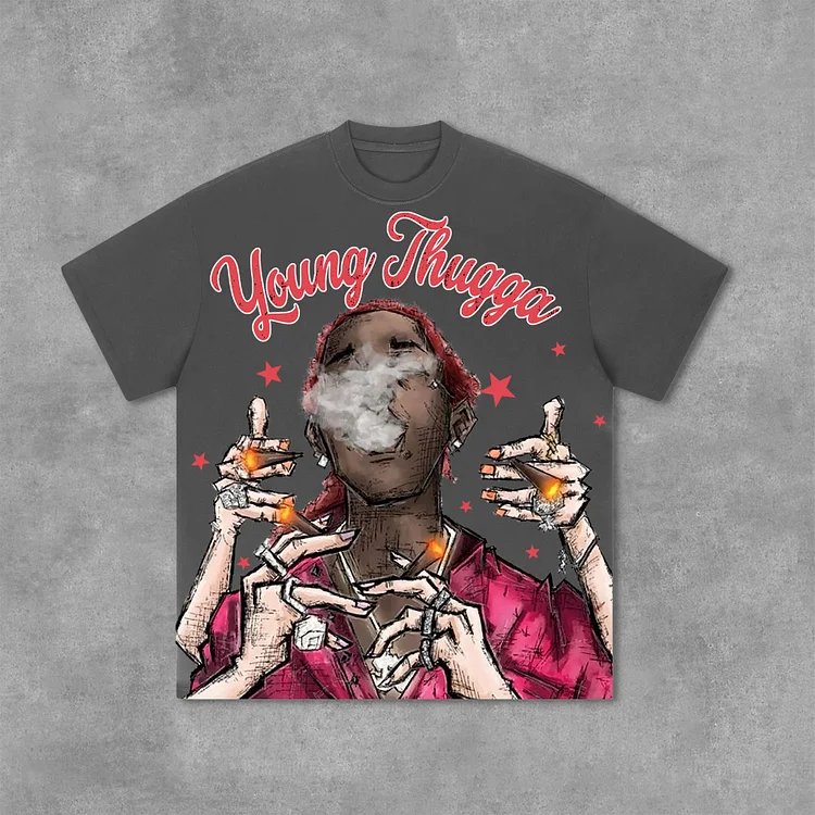 Young Thugga-Luh $lattt Graphics Print Cotton T-Shirt