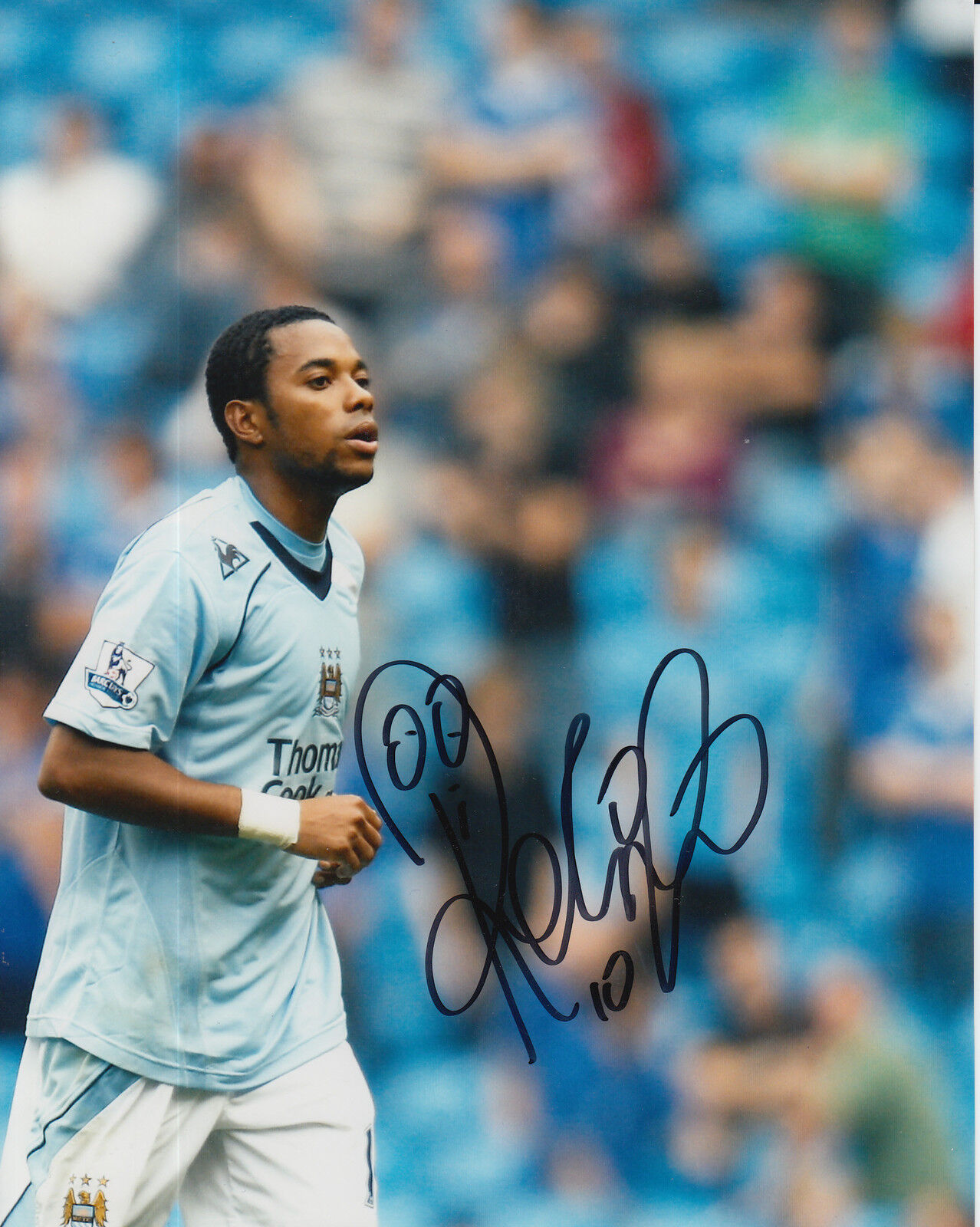 MANCHESTER CITY HAND SIGNED ROBINHO 10X8 Photo Poster painting.