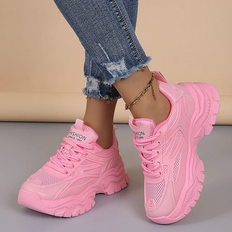 Chunky Sneakers Women's Thick Soled Casual Breathable Sports Shoes  Stunahome.com