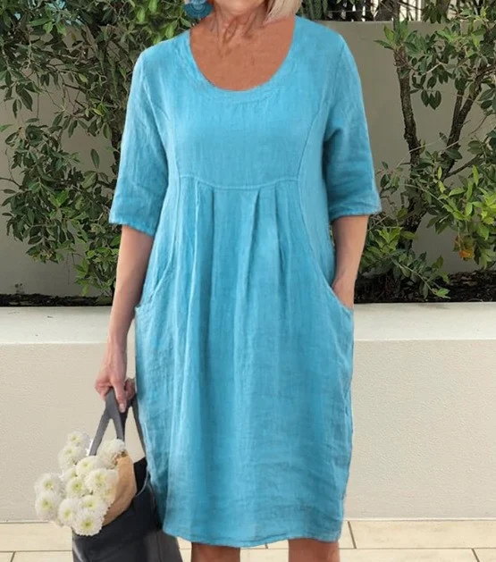 Cotton Pocket Tunic Dress Plus Size