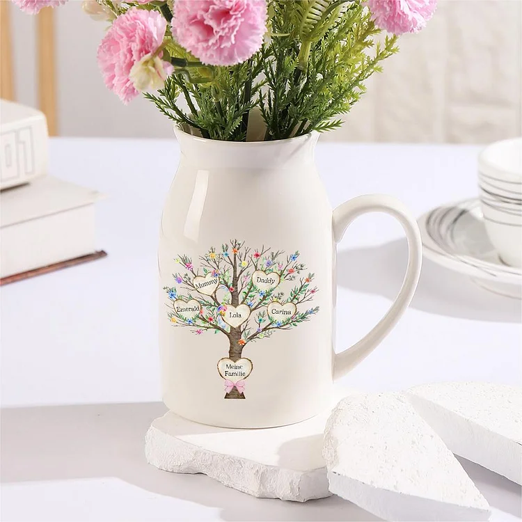 Kettenmachen Personalisierte 5 Namen & Text Blume Familienbaum Vase