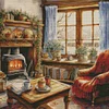 (US Local)Winter Warming Room-11CT Stamped Cross Stitch Kit(50x50cm)