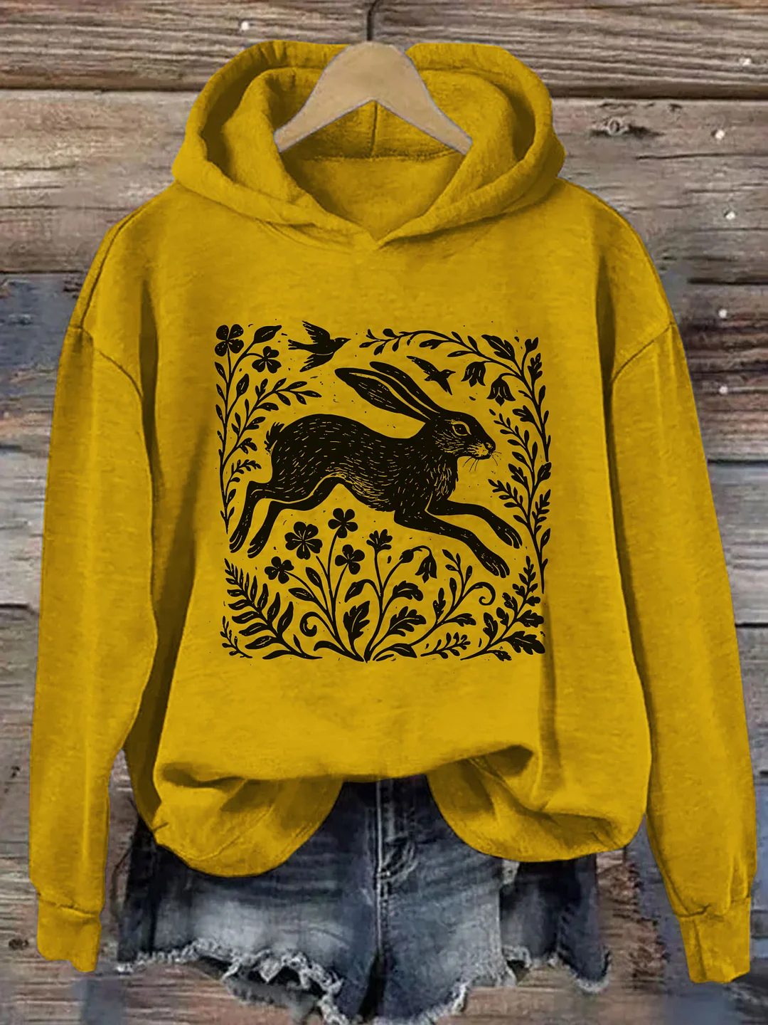 Wild Hare Linoprint Hoodie
