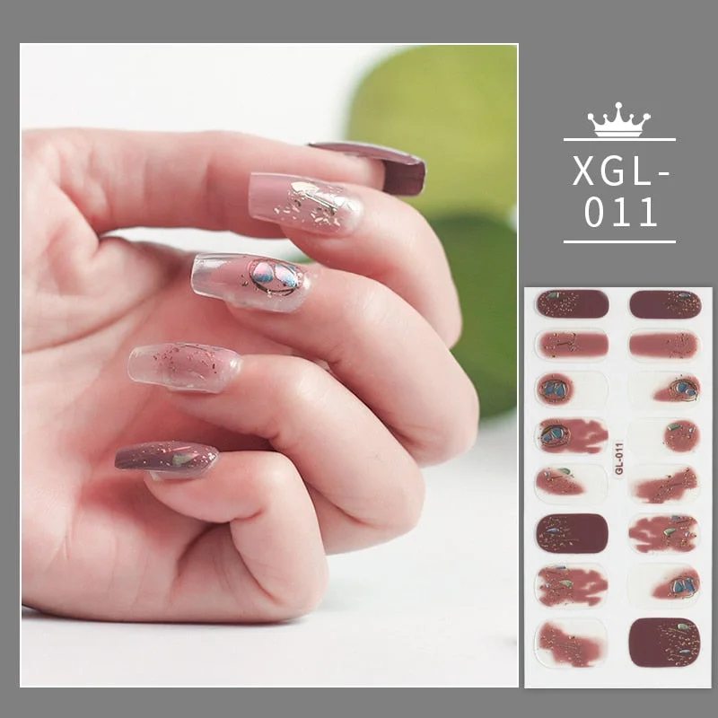 1PCS Glitter Series Powder Sequins Fashion Nail Art Stickers Collection Manicure DIY Nail Polish Strips Wraps for Mother Gifts