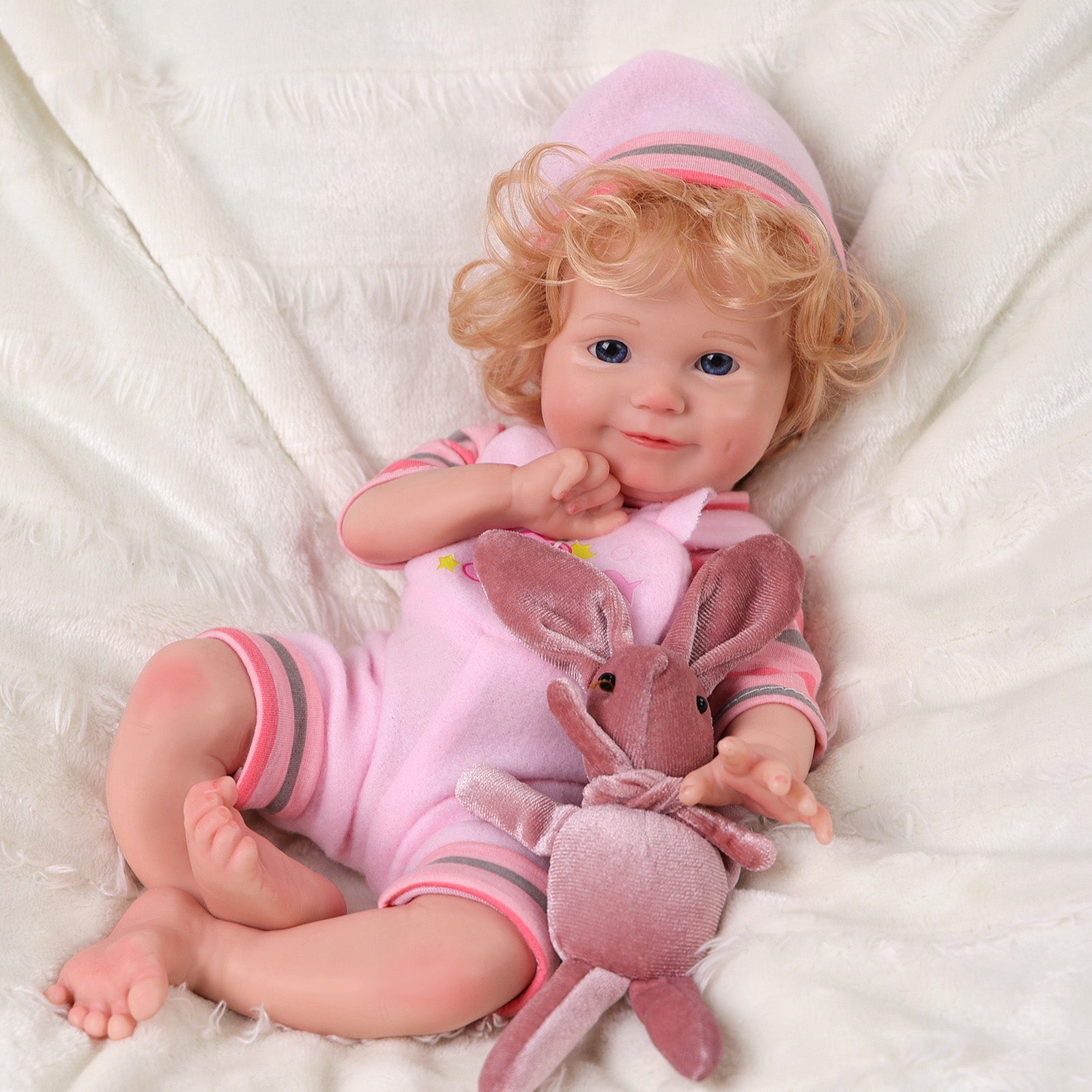 Reborn Baby Doll Silicone Vinyl Body 12'' Infant Awake Baby Girl Doll