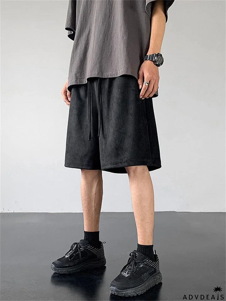 Male Simple Plain Summer Elastic Waist Shorts