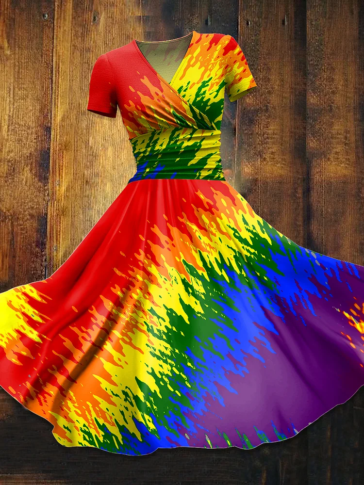 Women's  Rainbow Art Print  Maxi Dress