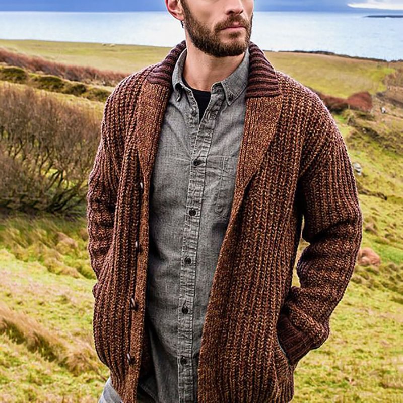 New mens casual solid color long-sleeved sweater