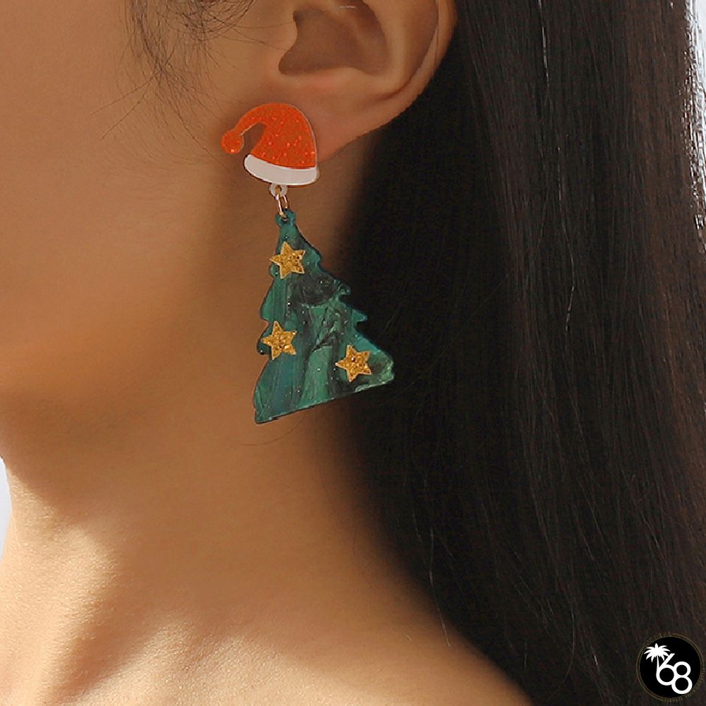 Casual Christmas Tree Patchwork Earrings | 168DEAL