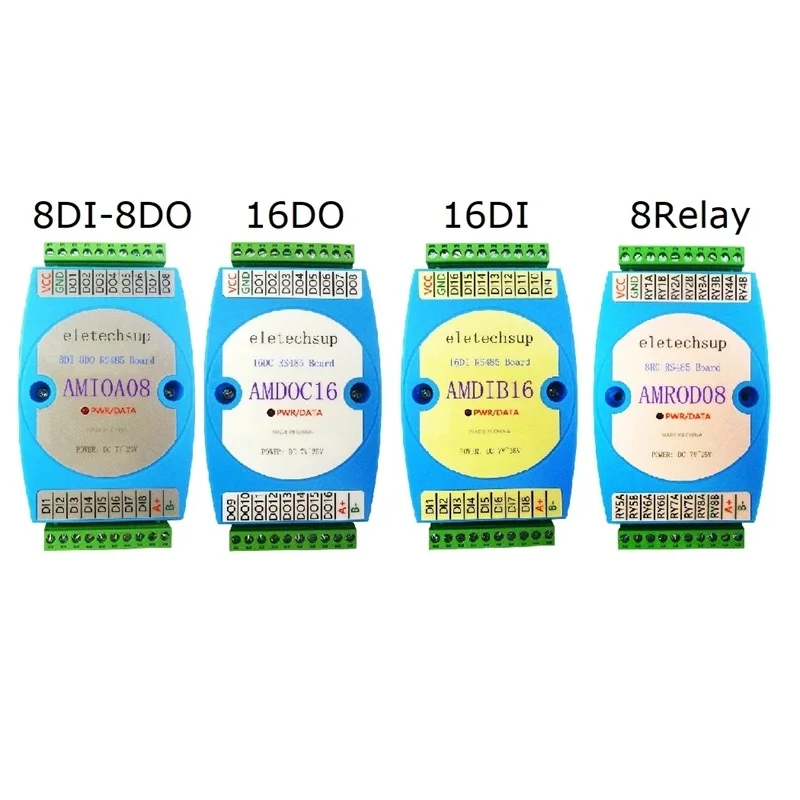 8DI-8DO 16DI 16DO RS485 Isolated Communication MODBUS RTU PLC Expansion Board Digital Input & Output DC 9-24V Relay Module