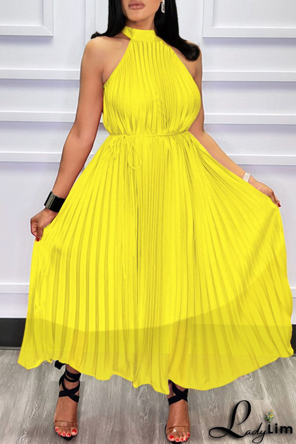 Black Casual Elegant Solid Split Joint Fold O Neck Dresses