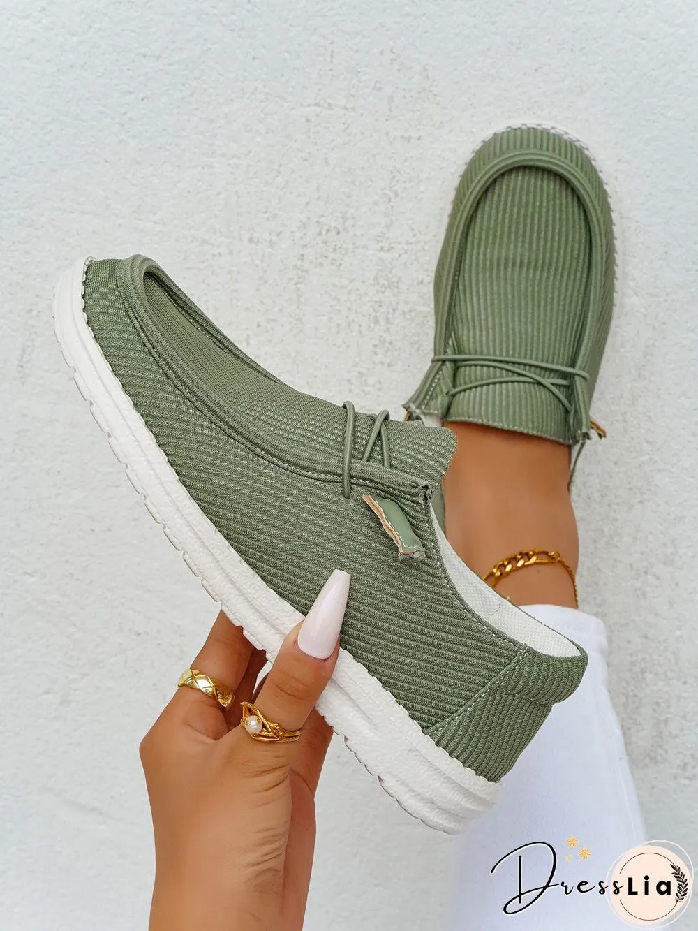 Casual Light Lace Up Flats Canvas Shoes