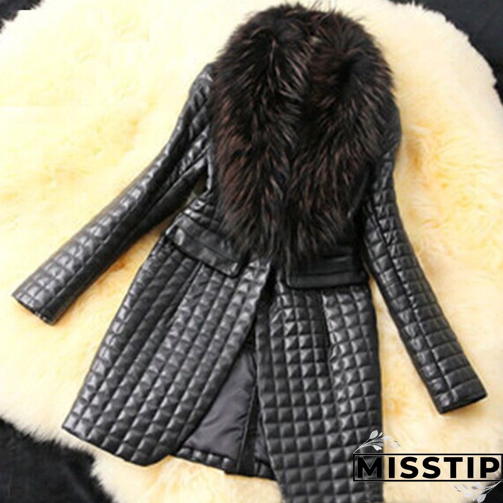 Black Casual Long Sleeve Faux Fur Coat