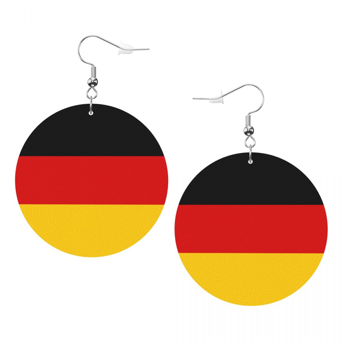 Germany Flag Leather Circle Dangle Earrings