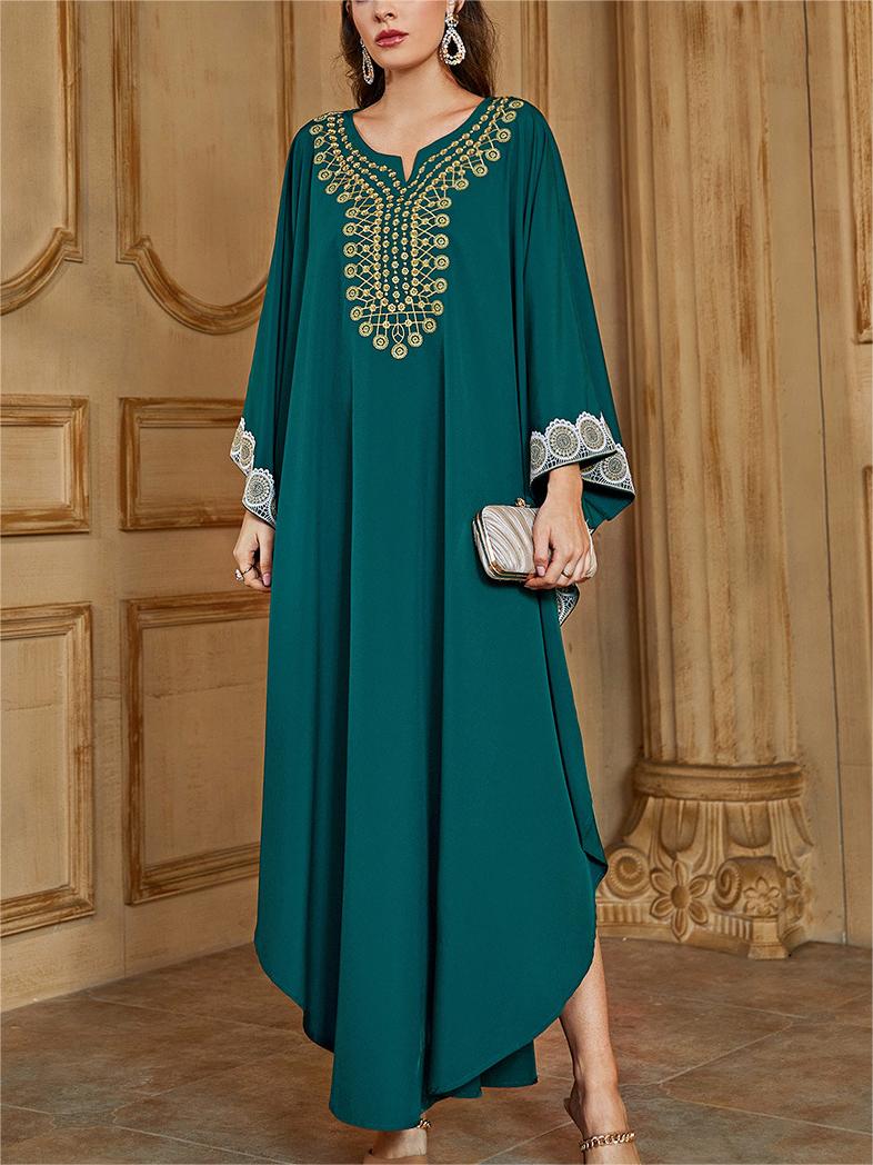 Elegant Ethnic Geometric Embroidered Batman Sleeve Kaftan | Oxredo Shop Ramadan Sale