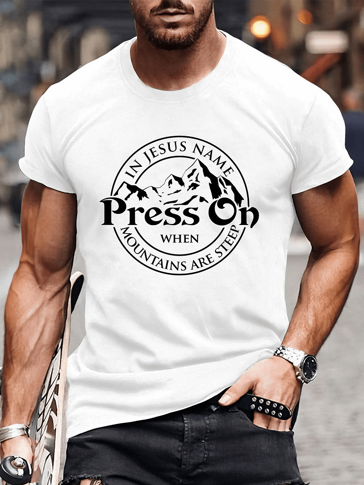 In Jesus Name Press On Men's T-shirt