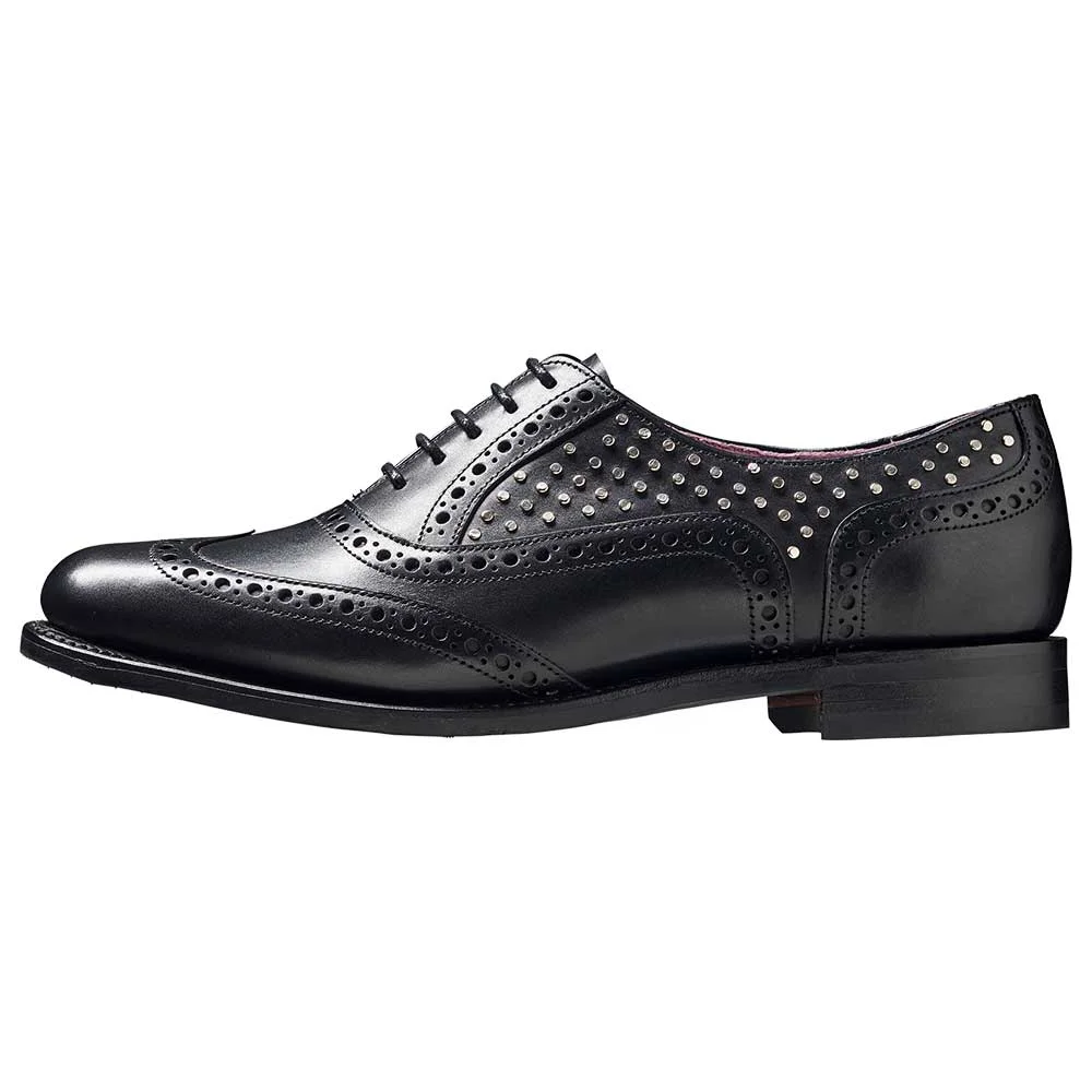 Black Round Toe Flat Vegan Leather Strappy Womens Oxfords with Studs