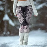 Women's Vintage Viking Wings Rose Print Leggings - Image 2