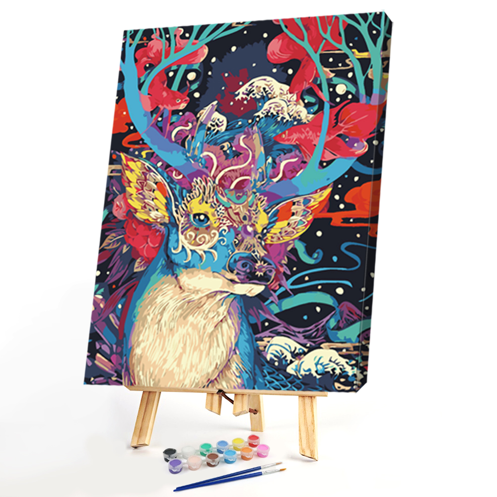 

40*50CM Paint By Numbers-Colorful Sika Deer, 501 Original