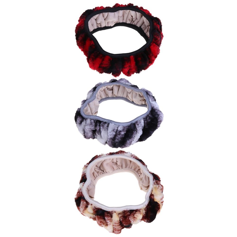 

Winter Car Accessory Soft Elastic Warm Plush Car Steering Wheel Cover, Dark red, 501 Original