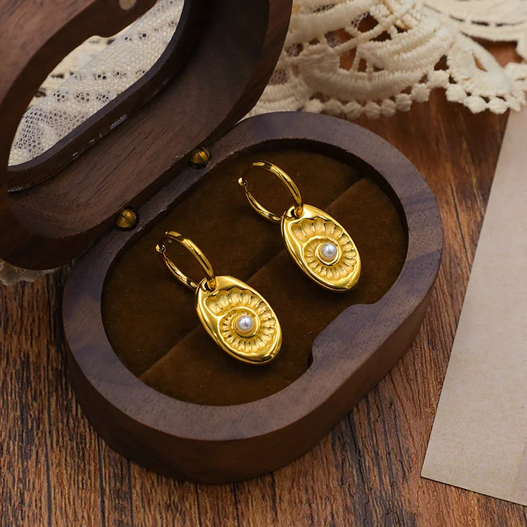 Oval Textured Earrings