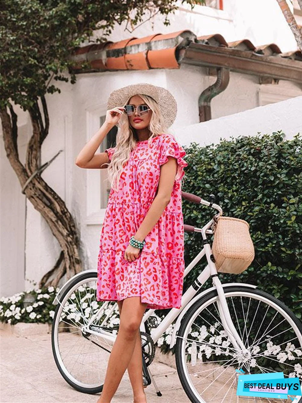 Women's New Loose Large A-Line Skirt Leopard Dress