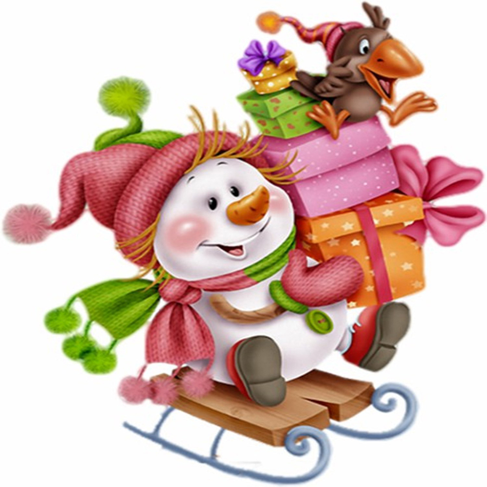 

30*30CM - Round Drill Diamond Painting - Gifts Snowman, 501 Original