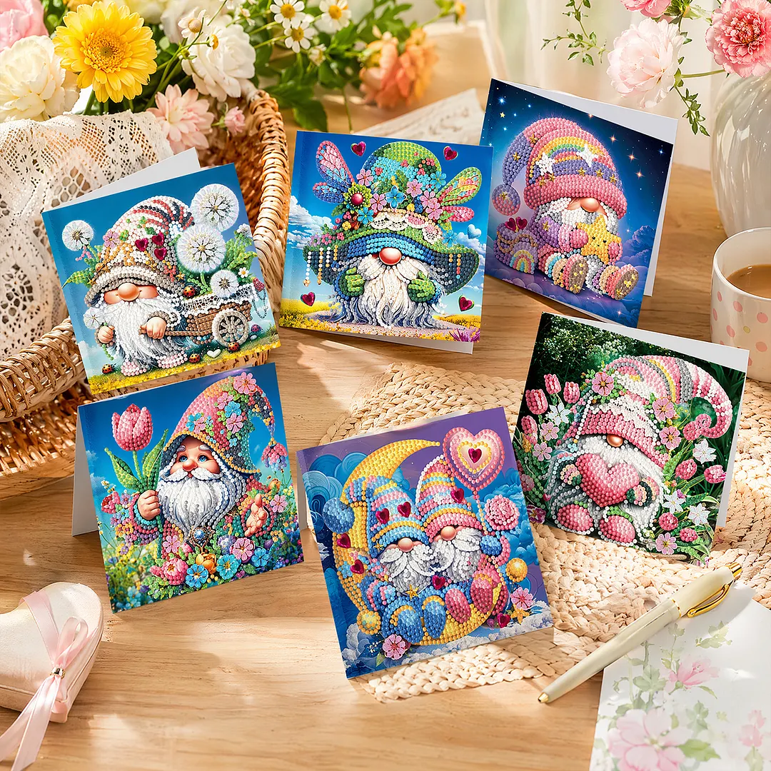 6pcs Goblin DIY Diamond Painting Greeting Card Kits with Envelopes Diamond Art Greeting Cards Diamond Art Cards Kits for Adults DIY Crafts Family Friend Gifts