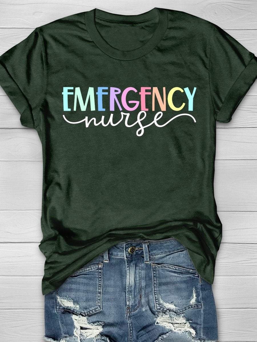 Emergency Nurse Print Short Sleeve T-shirt