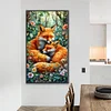 Diamond Painting-DIY Full Round Drill Fox Family(70*40 CM)