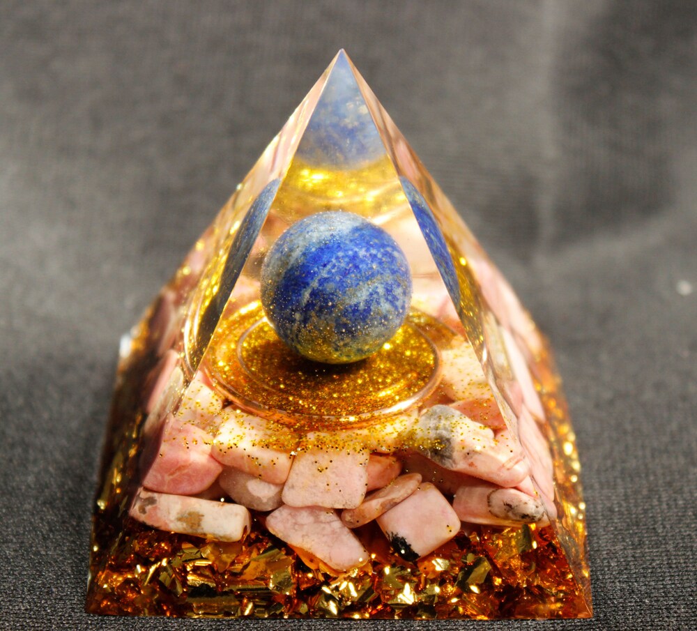 

Orgone Pyramid Chakra - Rose quartz-Gold, 501 Original