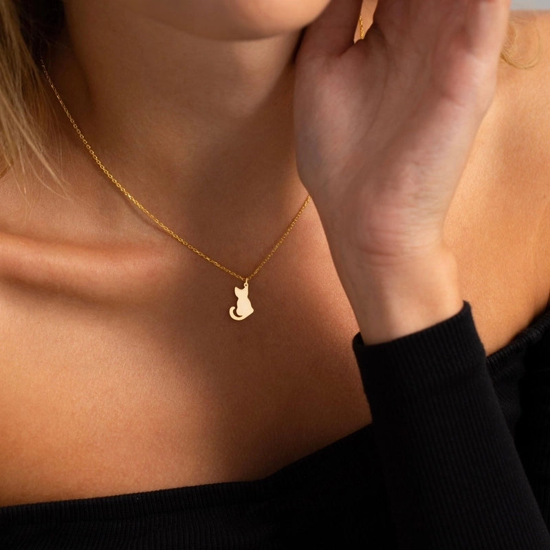 Sweet Minimalist Cat Butterfly Airplane 304 Stainless Steel 18K Gold Plated Plating Pendant Necklace