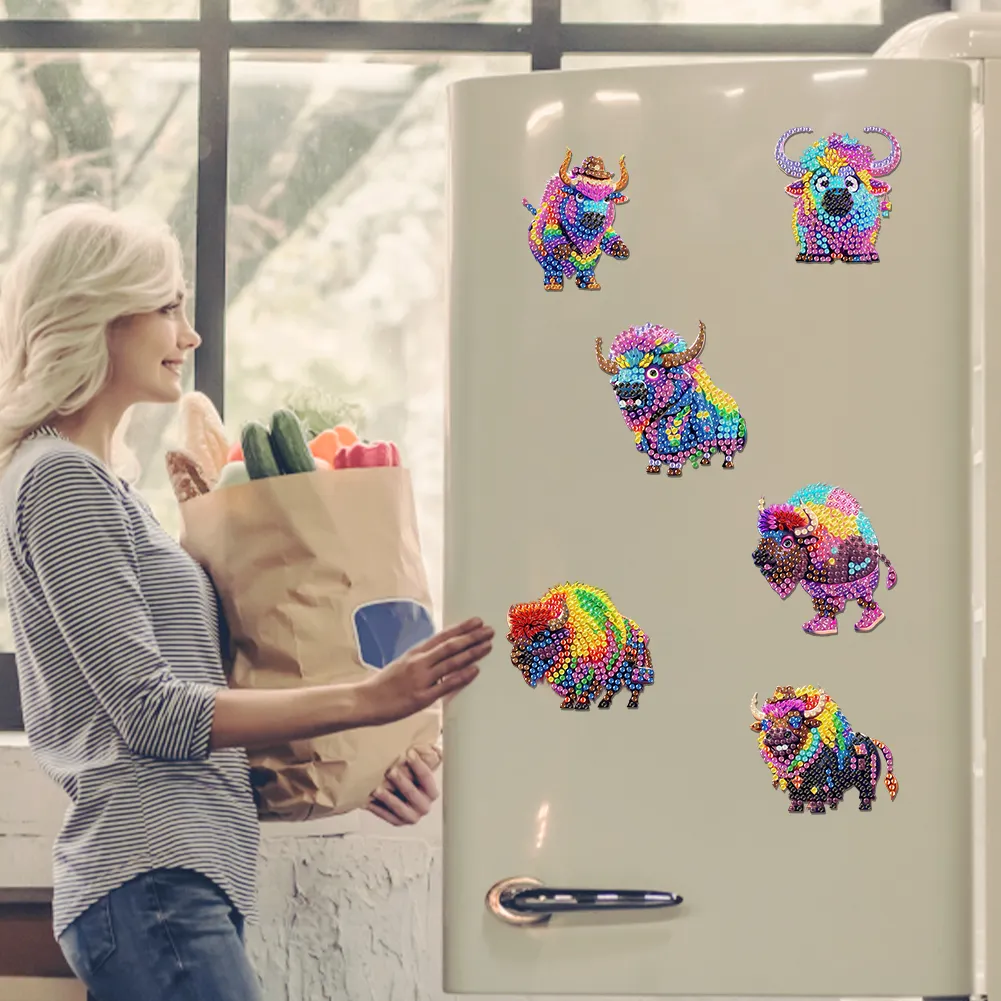6Pcs Diamond Painting Refrigerator Magnets Diamond Art Kits for Adults (E)