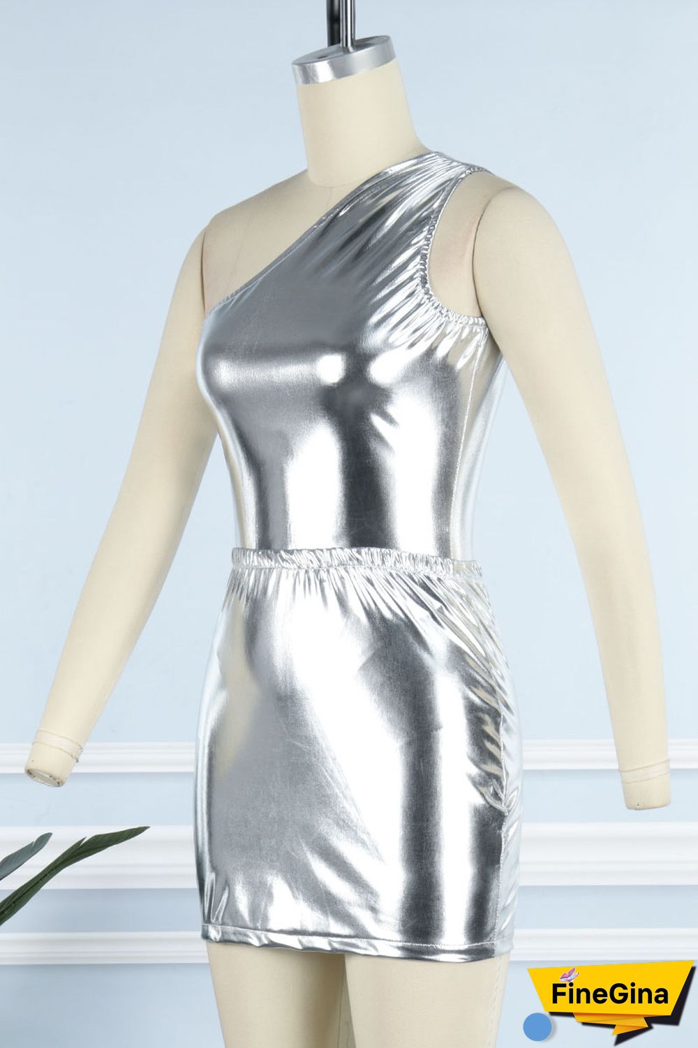 Blue Sexy Solid Patchwork Oblique Collar Sleeveless Two Pieces